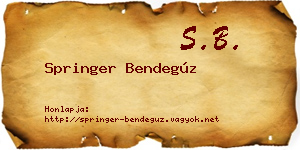 Springer Bendegúz névjegykártya